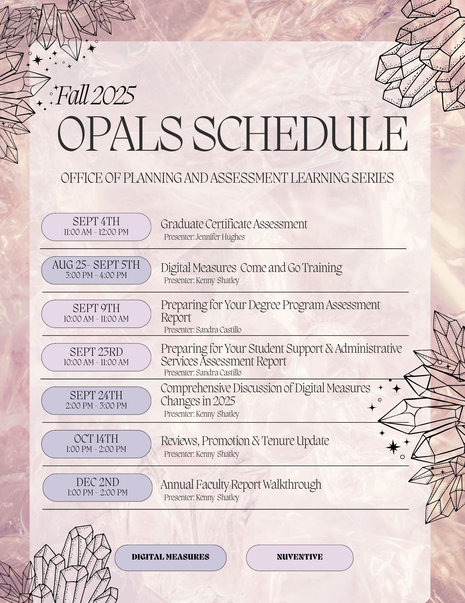 Fall 2025 OPALS Schedule