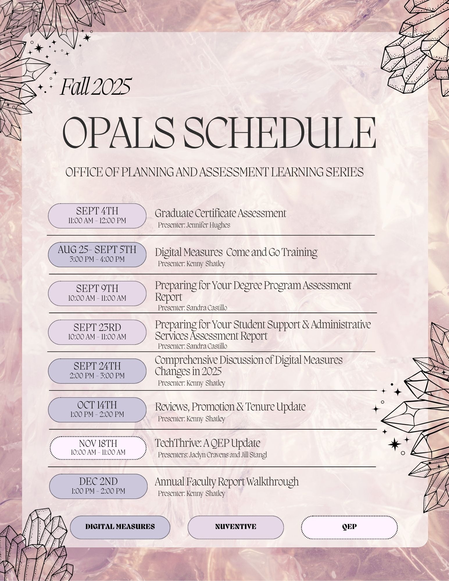 Fall 2025 OPALS Schedule