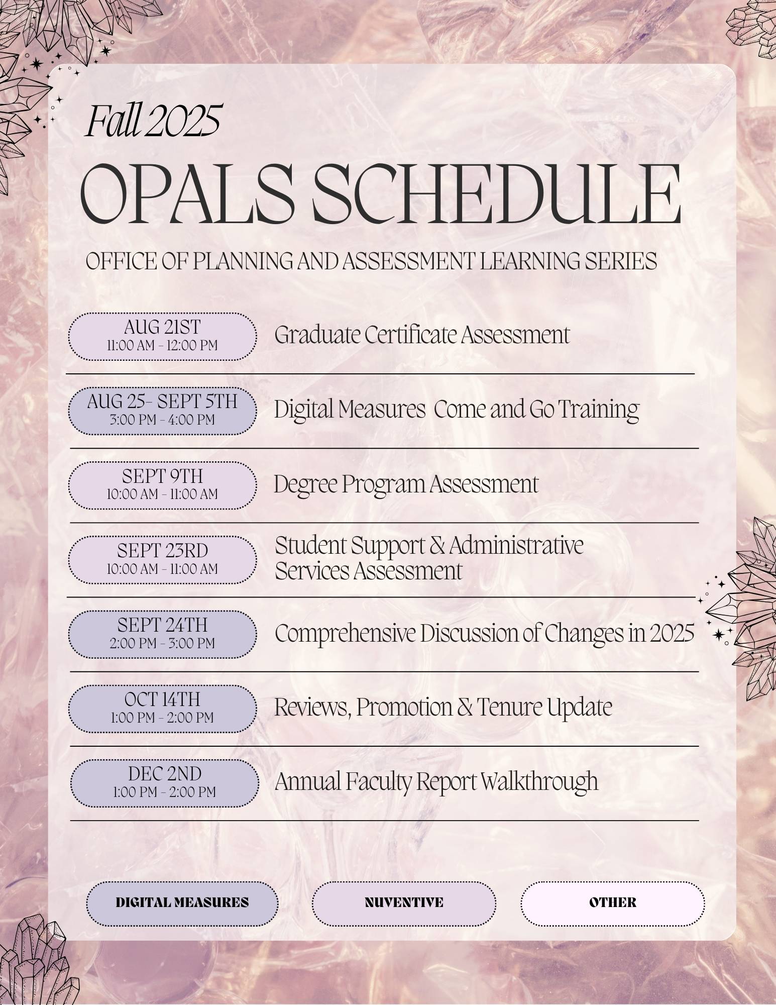 Fall 2025 OPALS Schedule