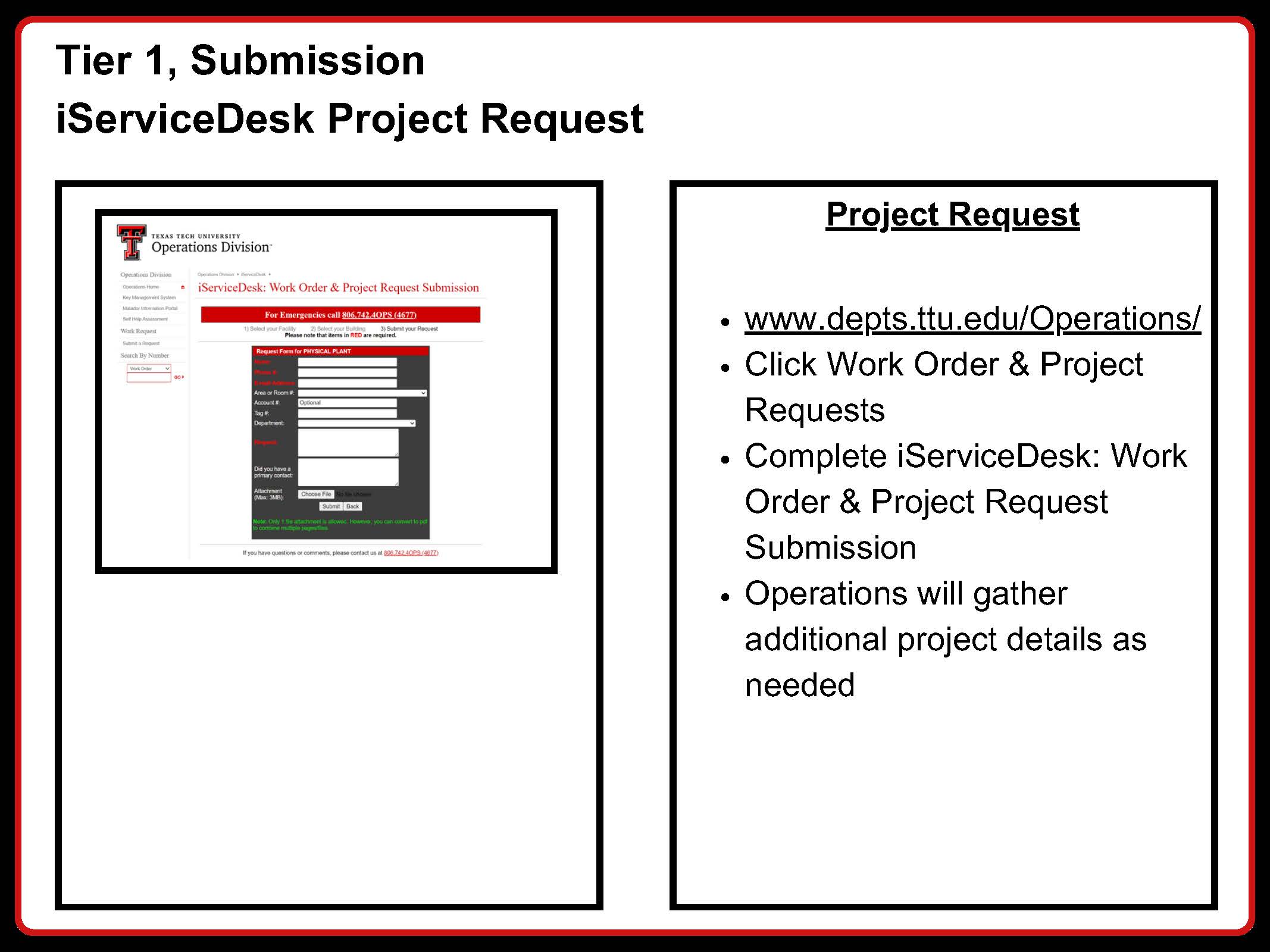 Tier 1 Submission iServiceDesk Project Request