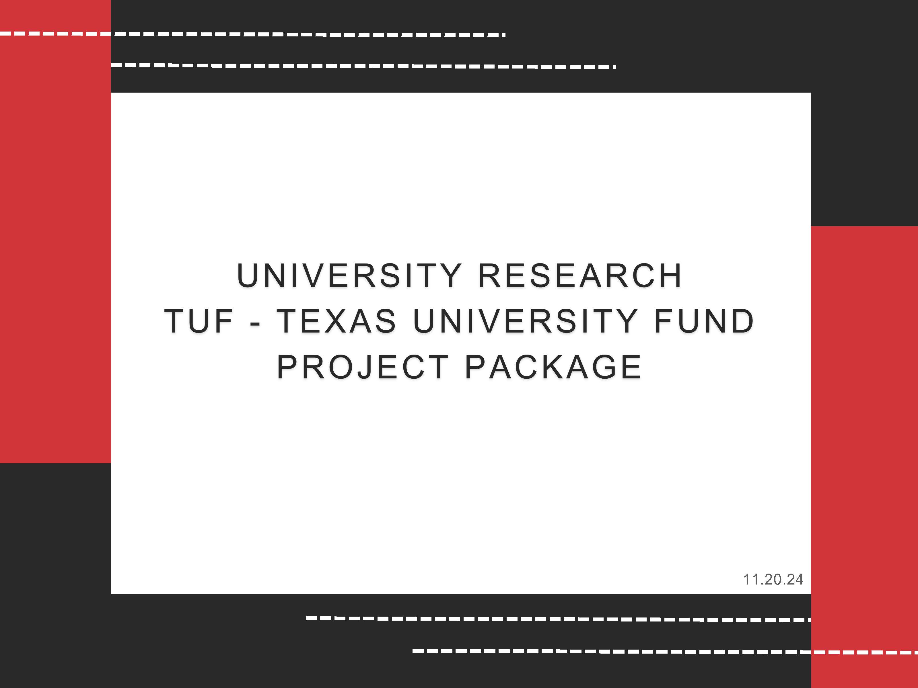 University Research TUF - Texas University Fund Project Package Cover Page