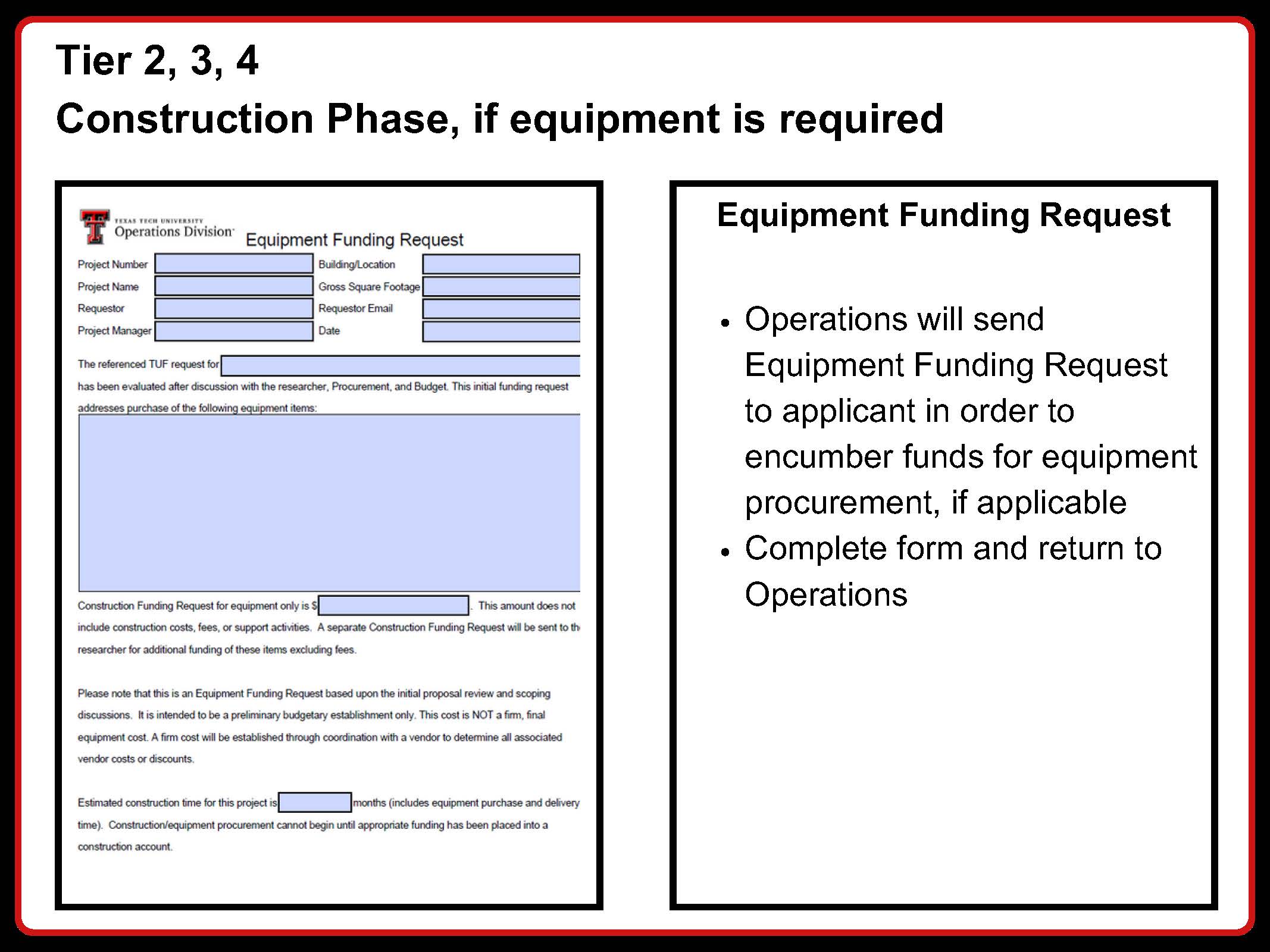 Tier 2,3,4 Construction phase, if equipment is required
