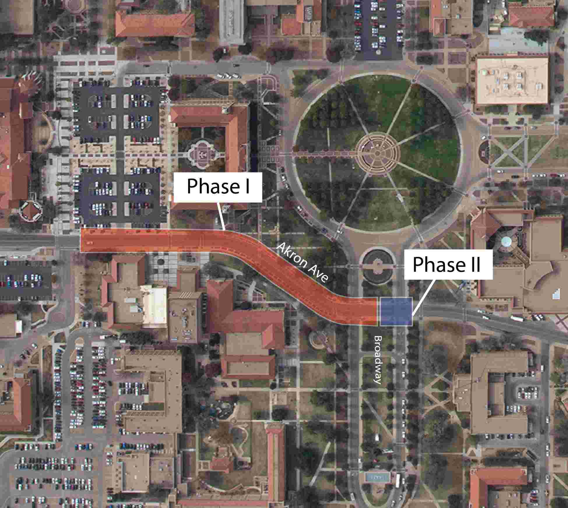 Map of Campus Showing Construction Zone