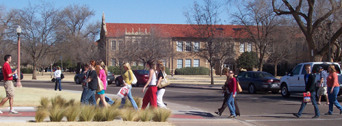 students walking on campus