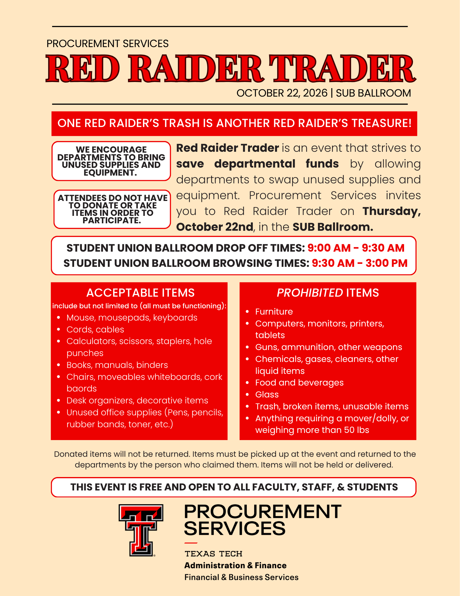 Red Raider Trader poster Red Raider Trader poster, all information contains, can be found below
