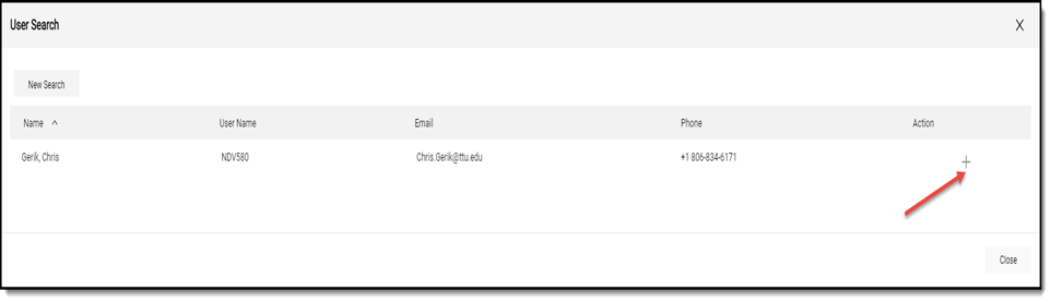 How to select which user you would like to actually pick from the results of the user search.