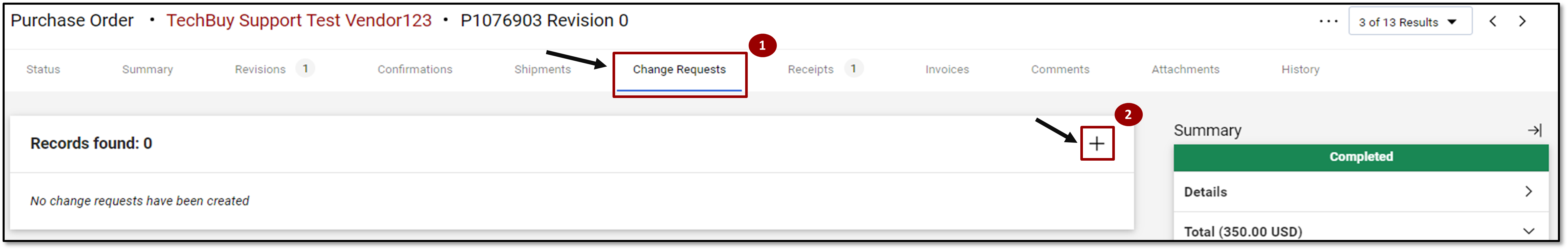Change Requests Tab - TechBuy Screenshot