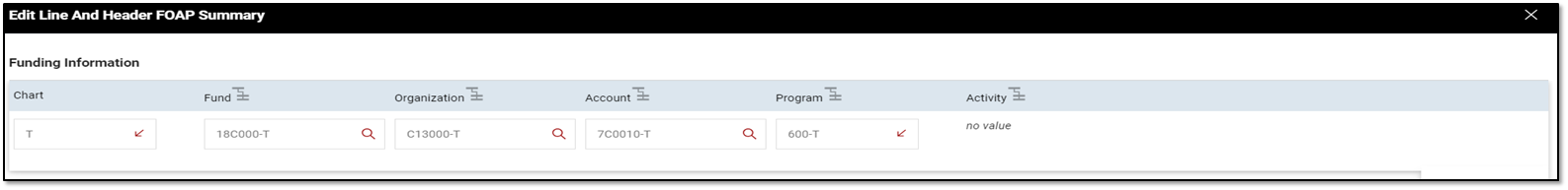Fields to update in the line and header FOAP summary