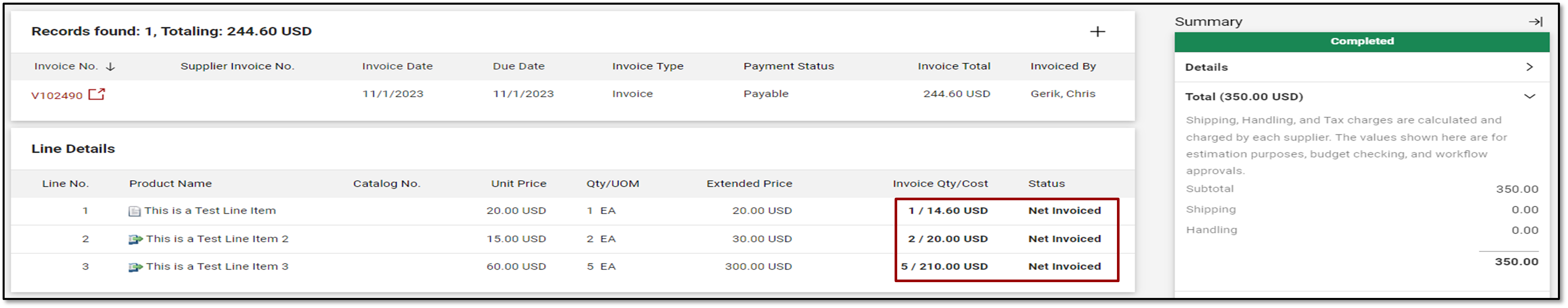 Check the invoices tab to see if invoices have been created before creating a change request.