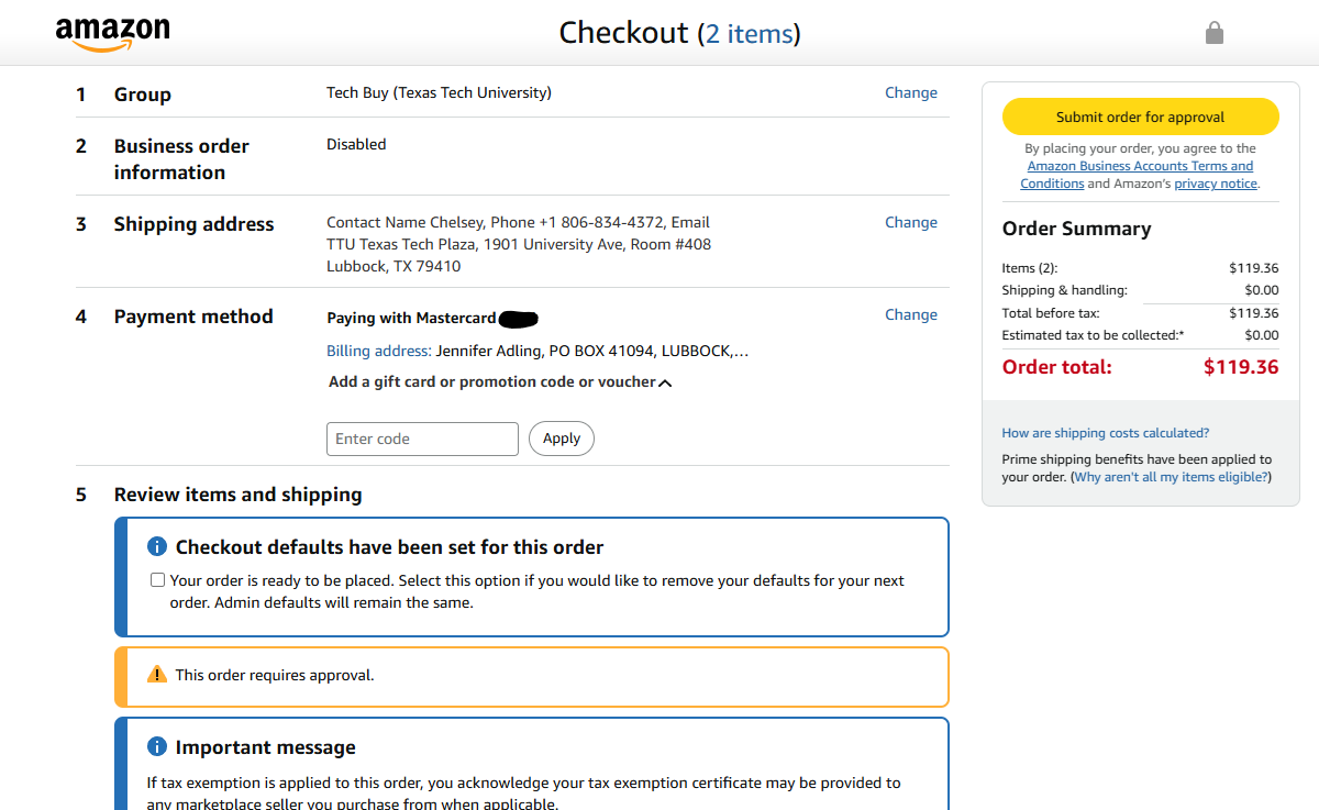 How to checkout on the Amazon punchout.