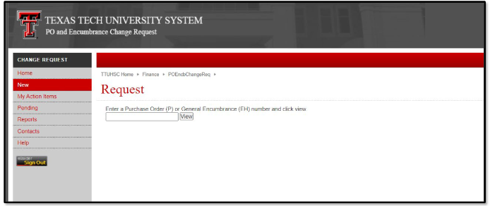 Screenshot of the Encumbrance Release System
