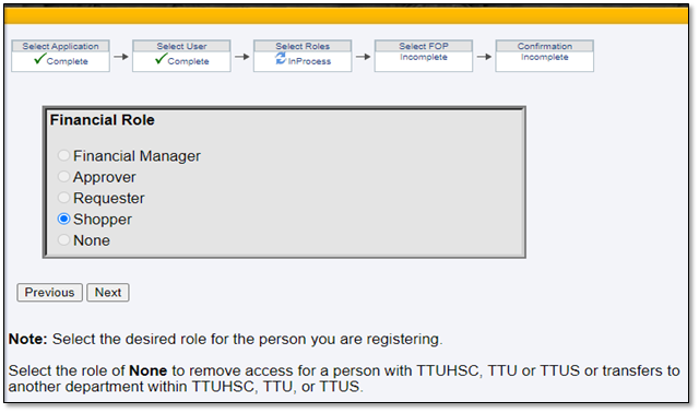 Screenshot of TeamApp showing where to select a role.