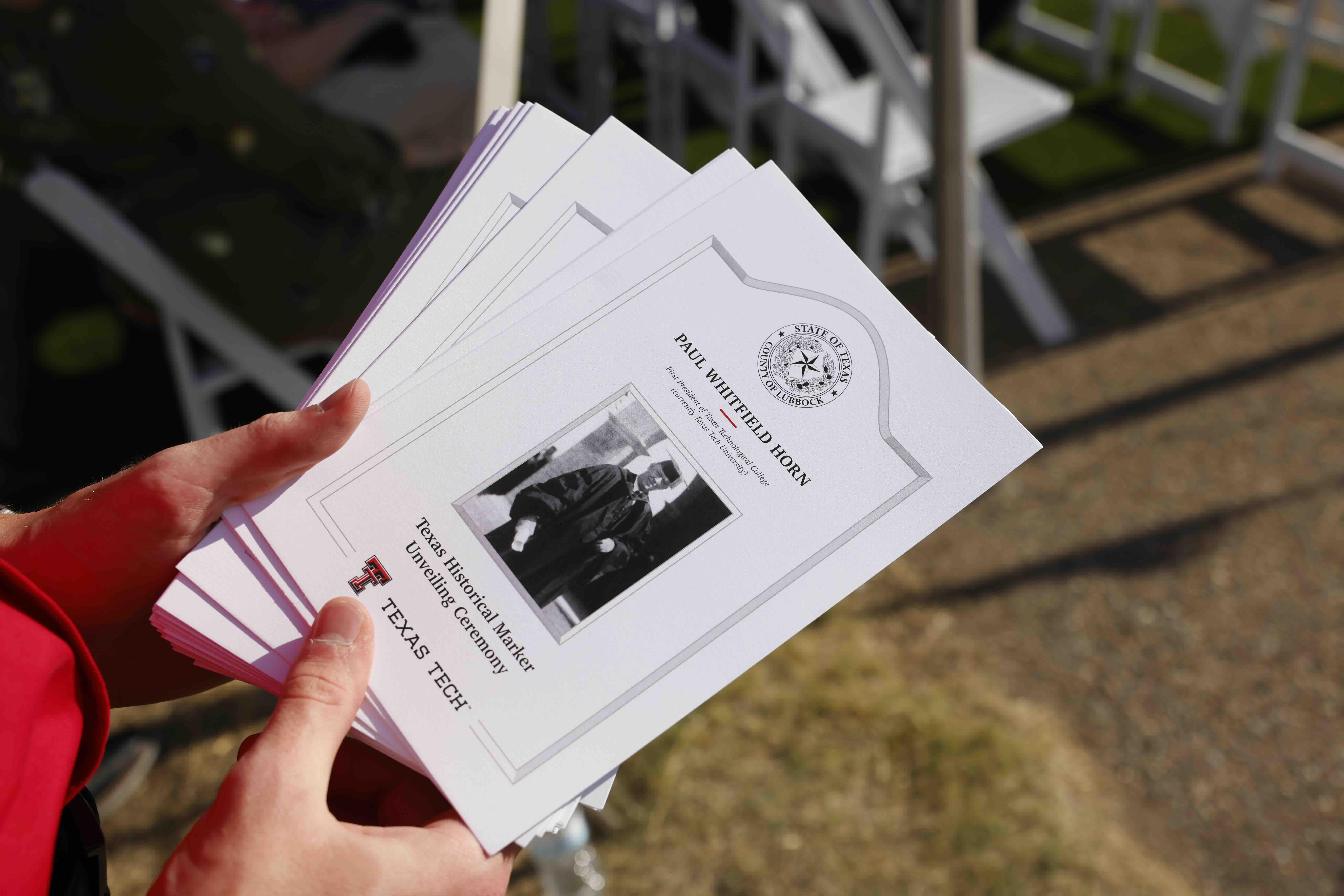 Program from Horn Historical Marker Ceremony in 2024
