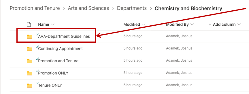 department guidelines