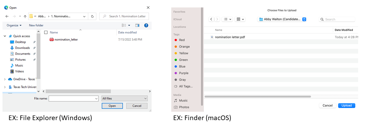 File Explorer or Finder