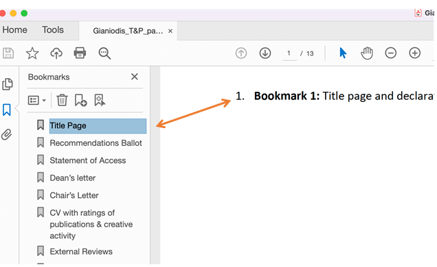 The bookmark will be added to the list on the left of the screen