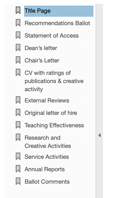 rearrange the order or nest bookmarks under others to create an outline of your document. 