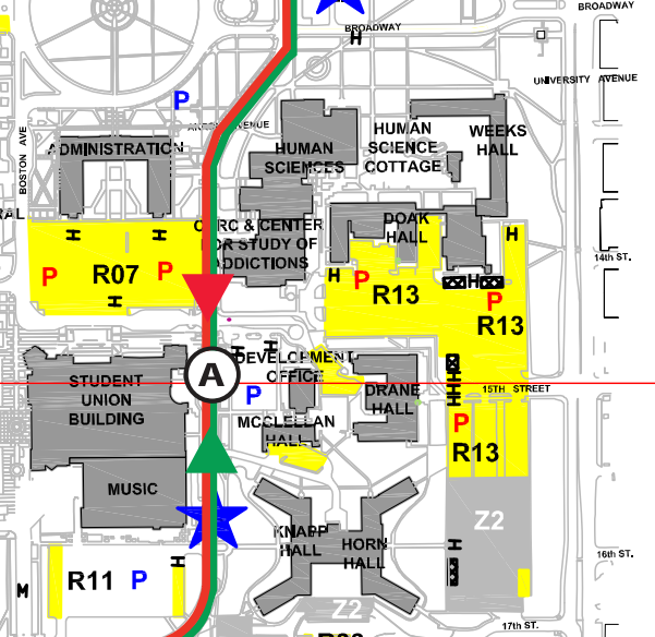 Map of R11 and R13 parking lots