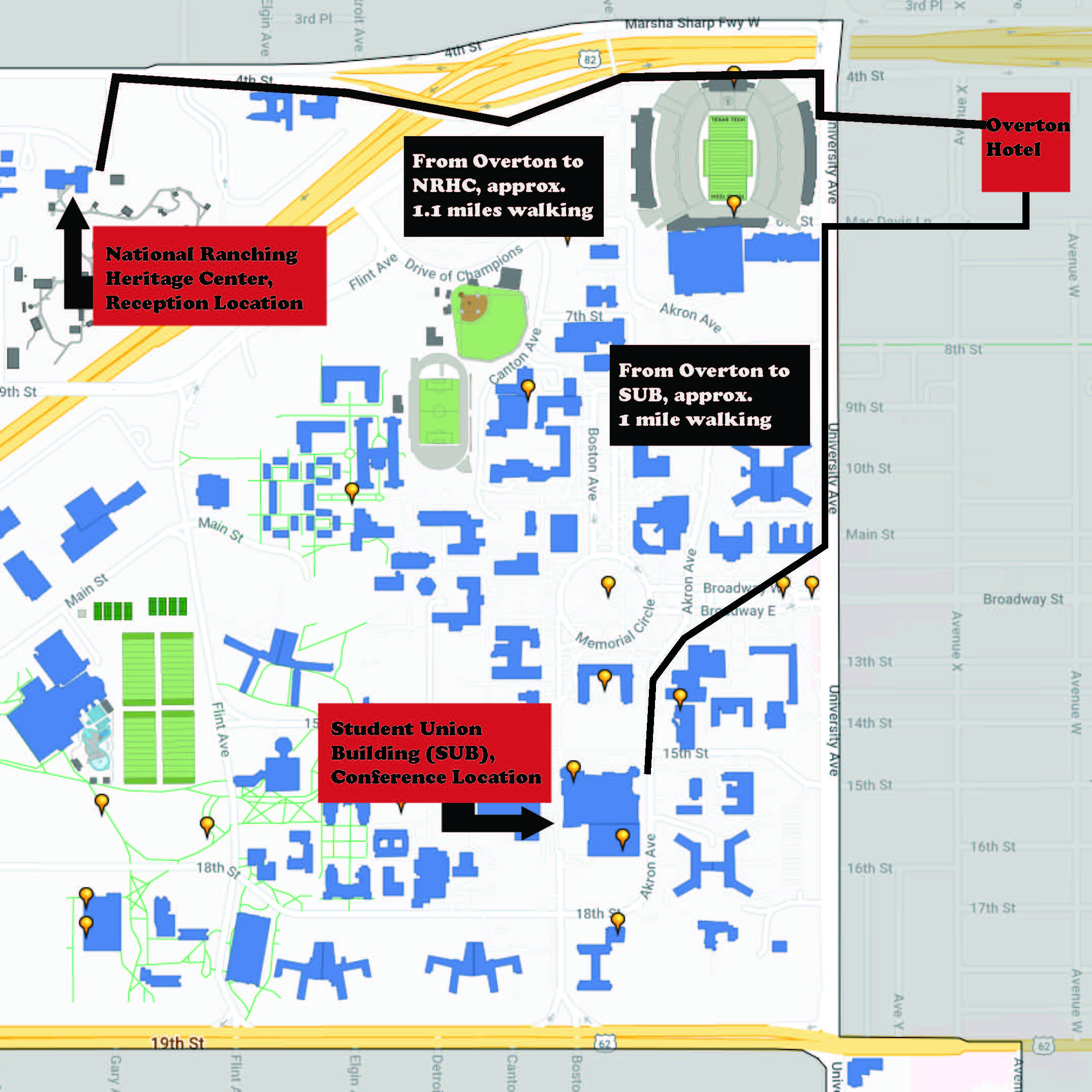 Map of reception and conference locations