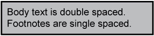 Body text is double spaced.  Footnotes are single spaced.