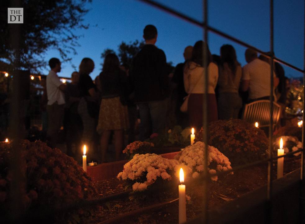 candlelight vigil held in the TTU Horticultural Gardens