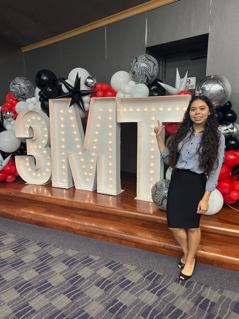 Isabel Meza participating in Texas Tech University's Three Minute Thesis Competition 