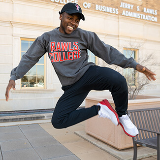 Student With Shirt Rawls Jumping