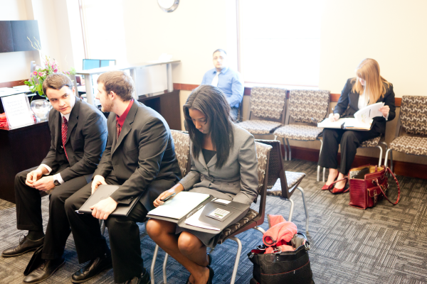 Students in Career Management Center waiting room