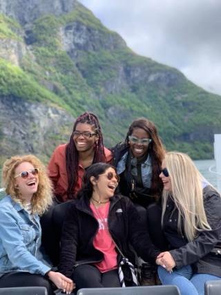 Participants in this year’s study abroad program enjoying a cruise in Norway