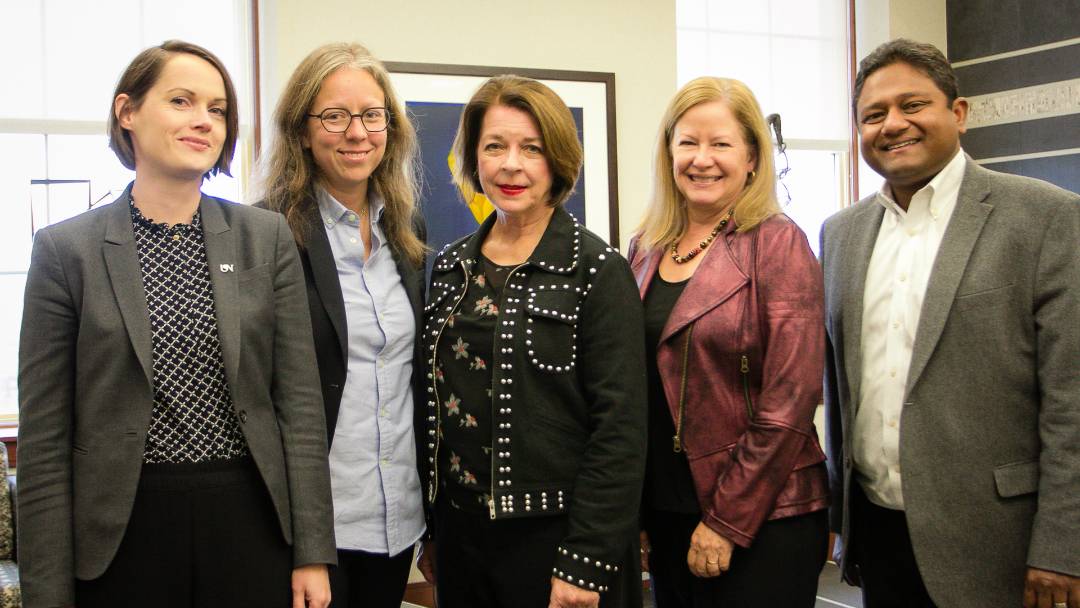 Faculty-administrators from Norway and Rawls College meet for the signing ceremony.