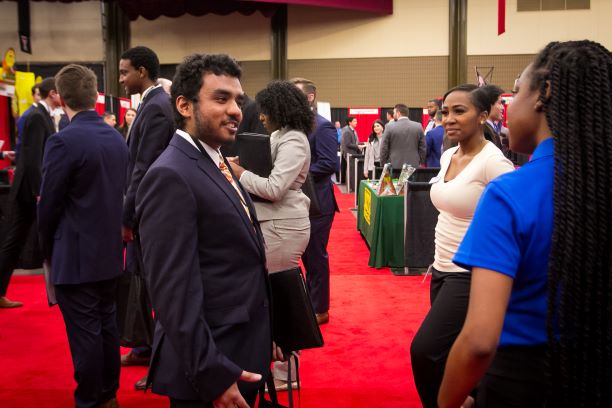 Placeholder Image Rawls College student at the career fair.