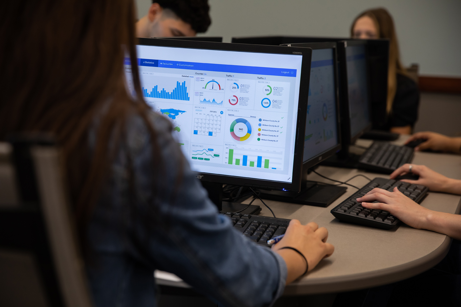 Student studying on computer