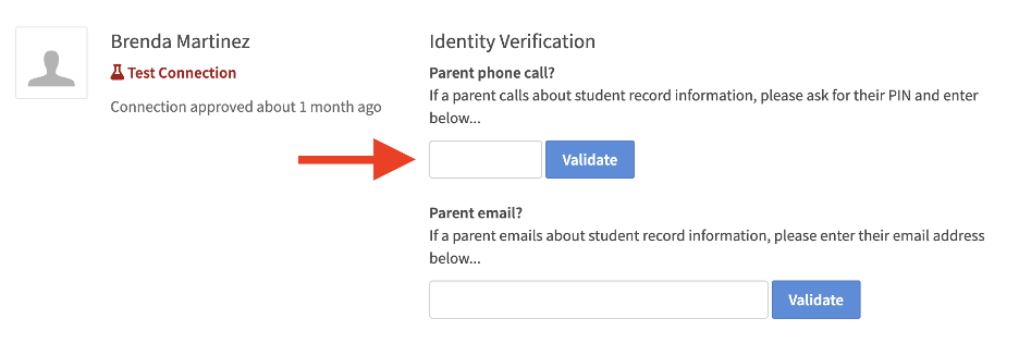 Screenshot of verification screen