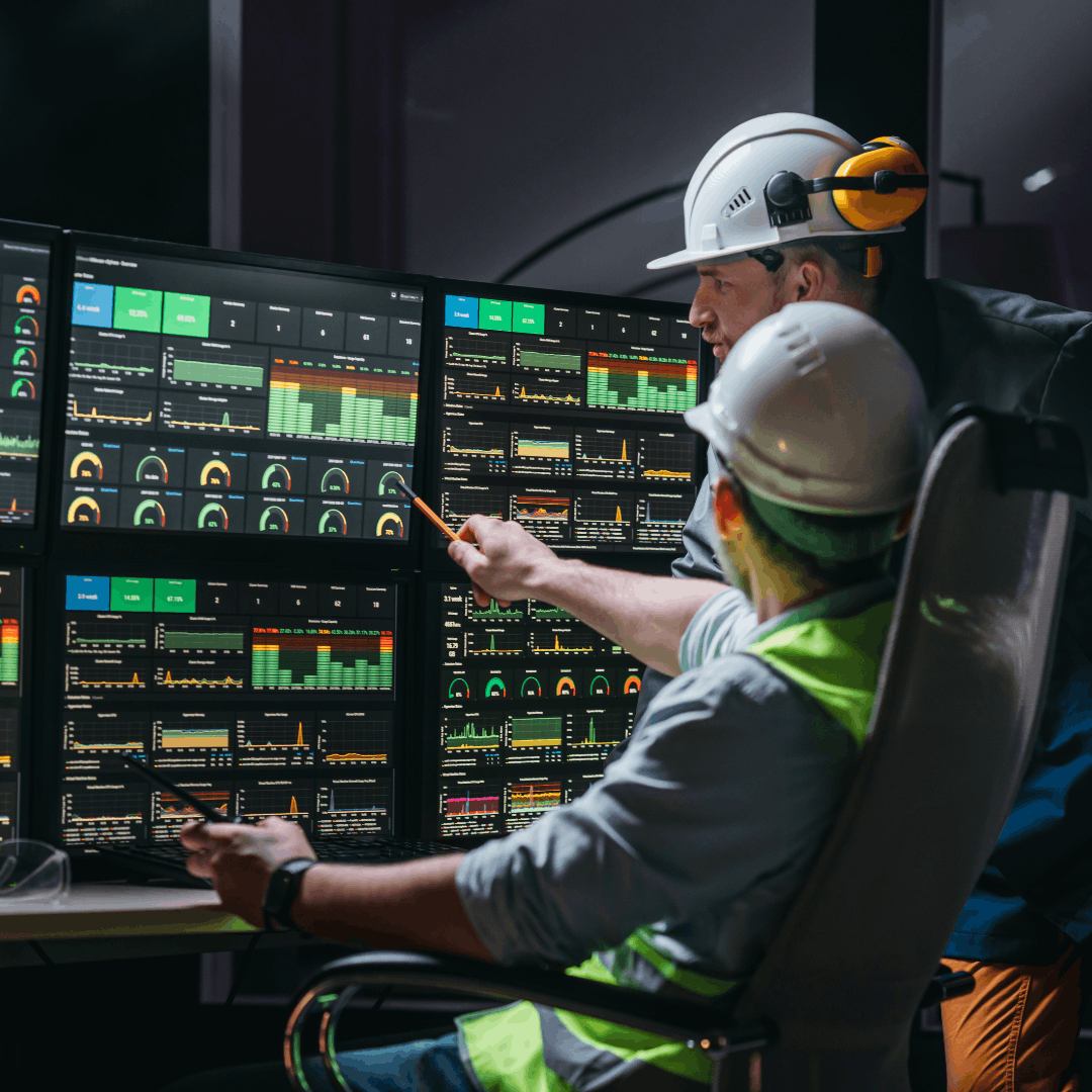 Team monitoring data in control room