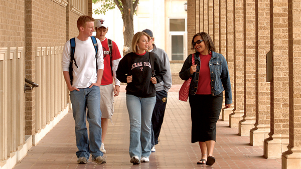 students walking on campus