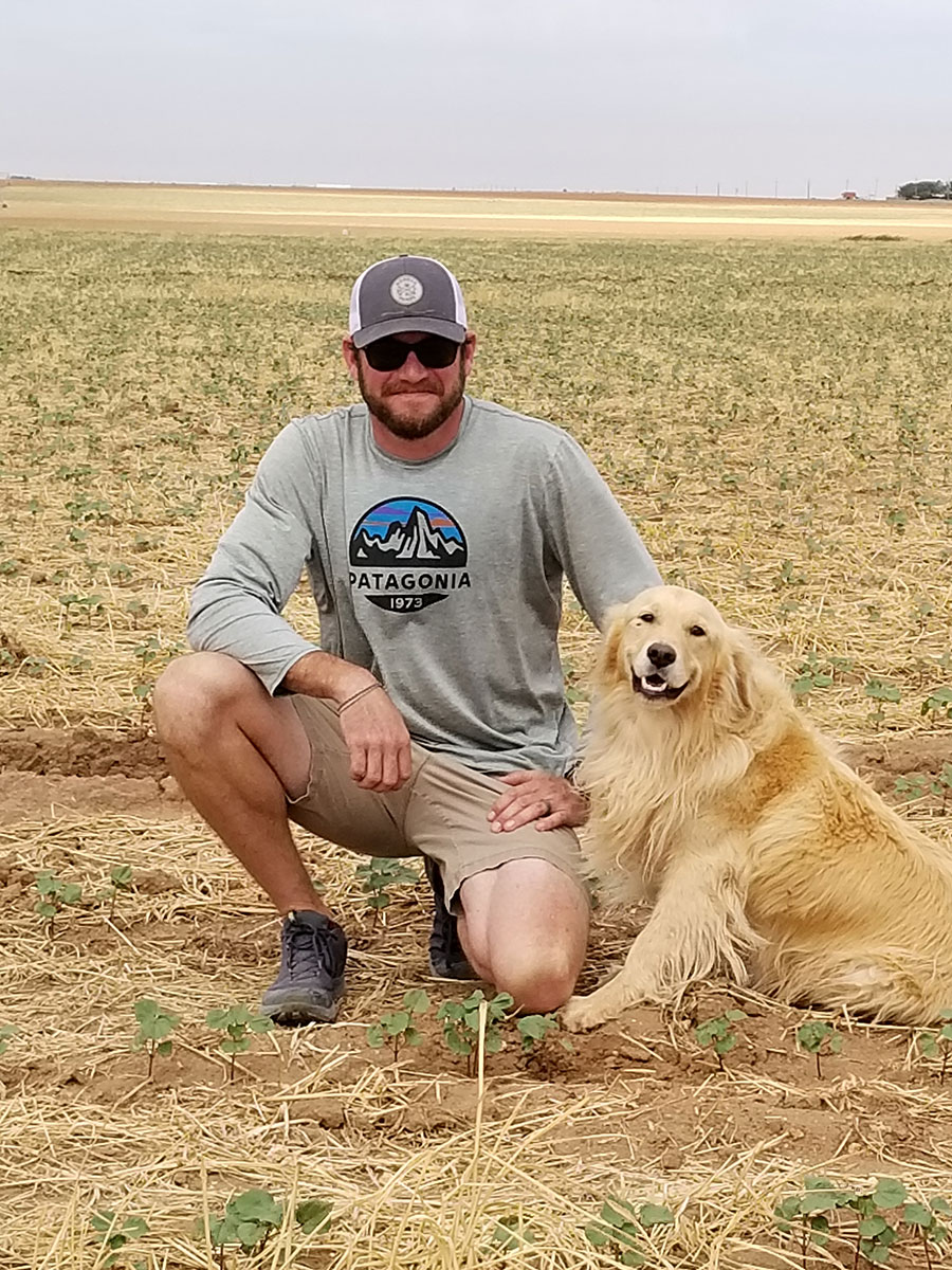 Morgan Garron with golden retriever, Lucky