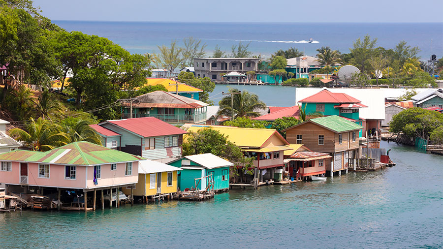 houses on the water in Honduras