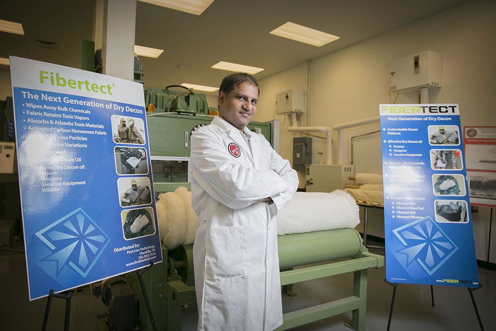 ramkumar with samples and posters of fibertect