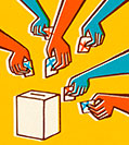 illustration of hands casting ballots