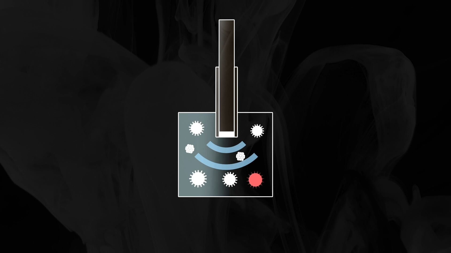 An illustration of the biosensor detecting coronavirus in a sample.