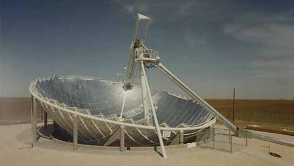 At the time of construction, the 65-square-foot dish was the largest solar energy collector in the world at that time. Courtesy of the Southwest Collection/Special Collections Library.