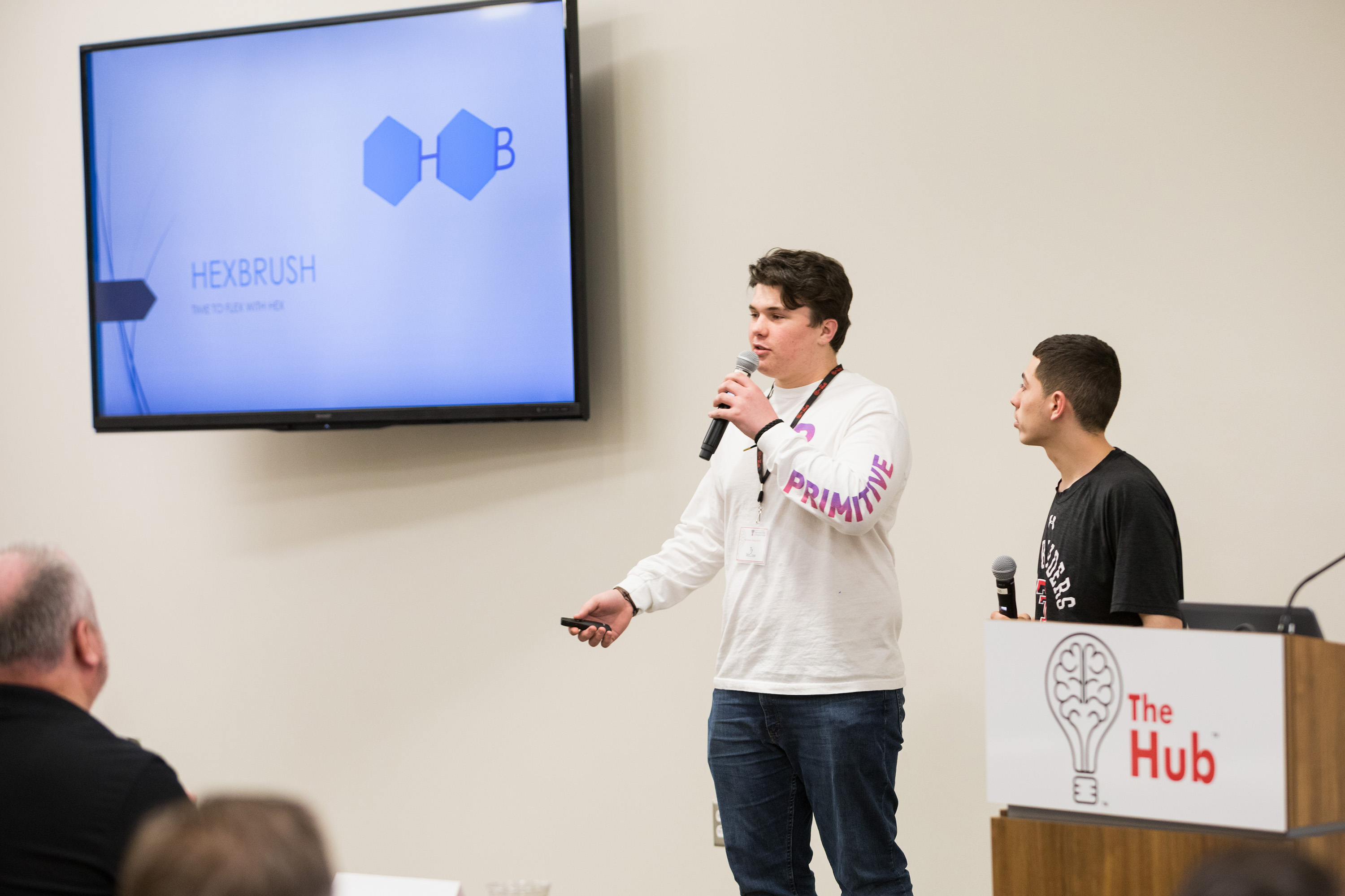 Ty McCraw makes a presentation at the Red Raider Startup Program