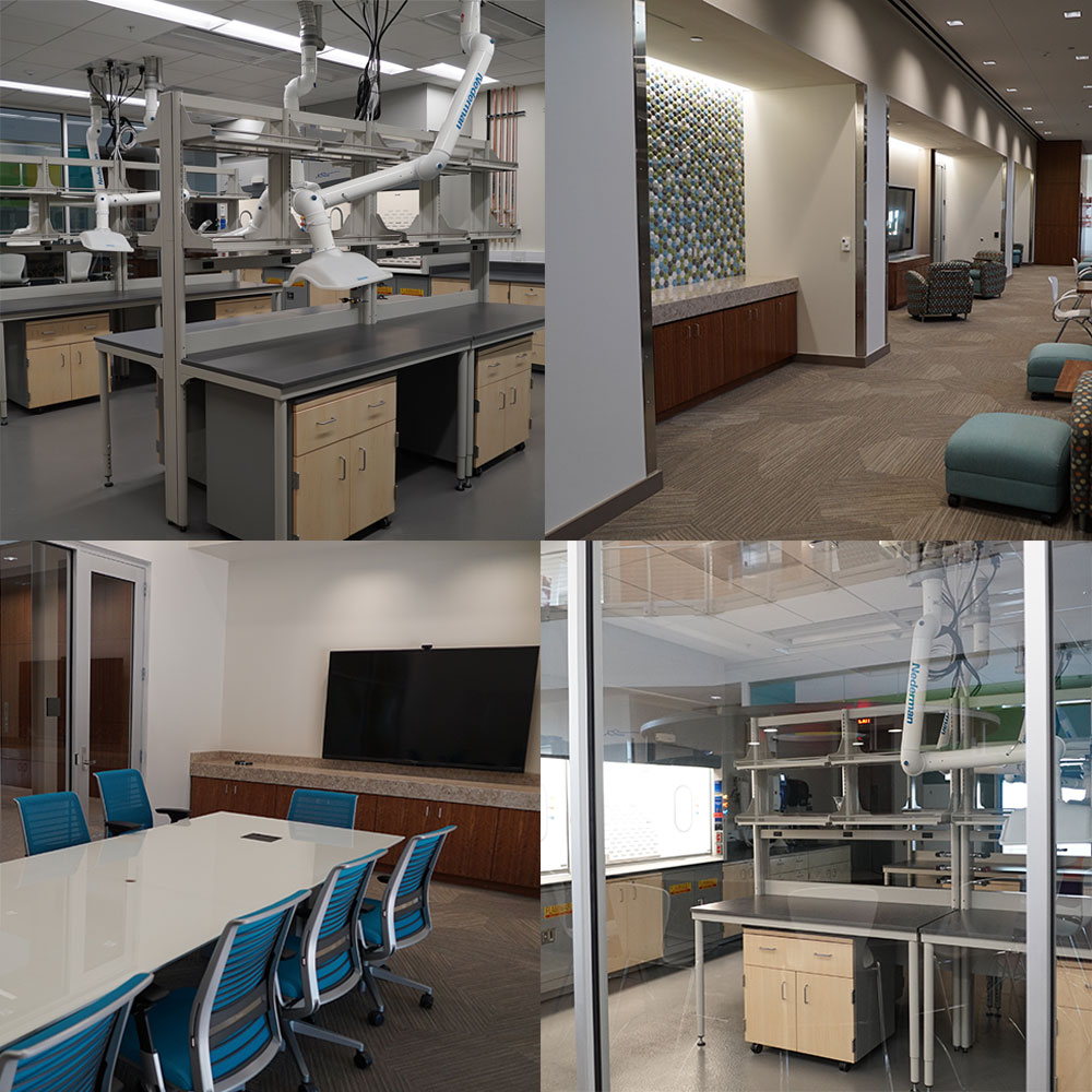 different pieces of the Hub - labs, conference room, second floor