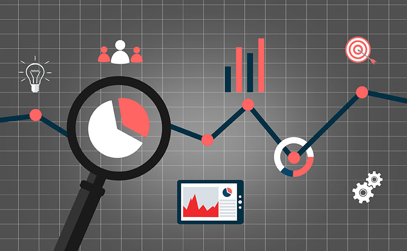 graphic illustrating charts and other concepts