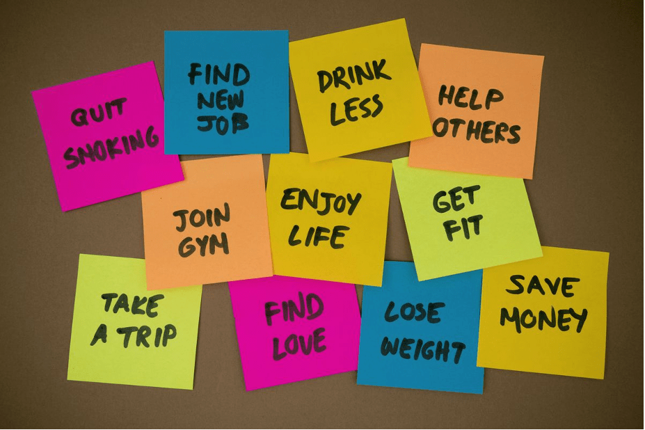 new year goals post it notes