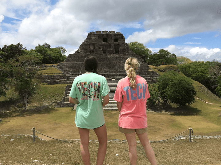 Texas Tech students visit Xunantunich, an archaeological site in Belize.