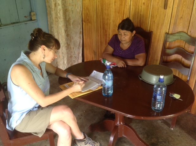 Dr. Lauren Miller interviewing Cyrilla Cho, Maya entrepreneur from the village of San Felipe, Belize.