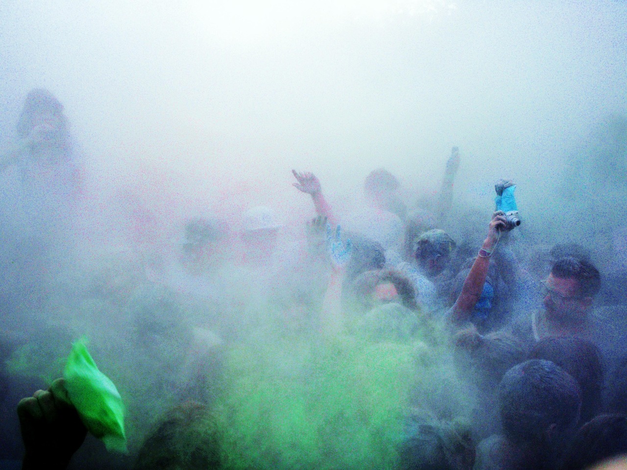 people at a color festival