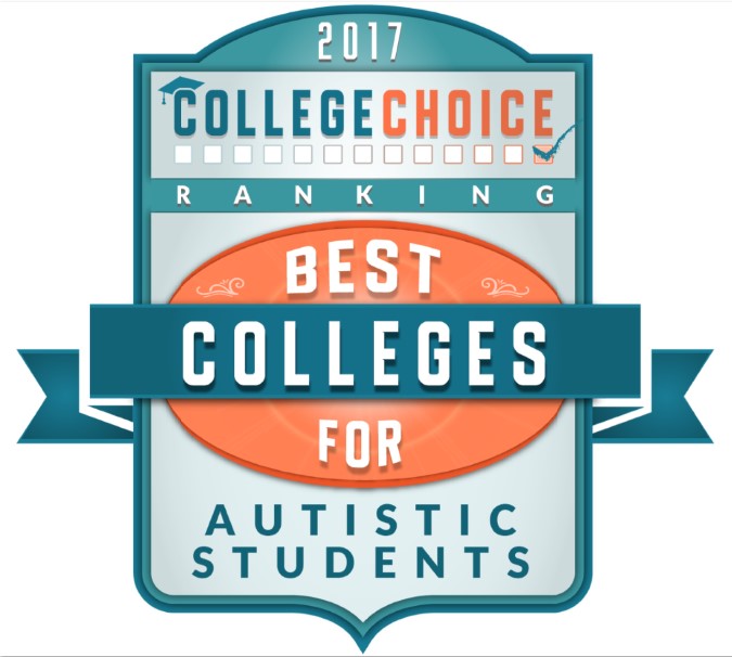 Blue banner of 2017 best college choice for autistic students