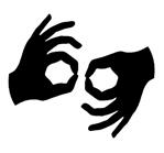 Icon of two hands making the sign for interpreter